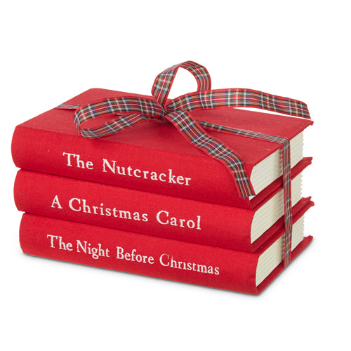 Red Stacked Christmas Books 8" Holiday Decoration Only