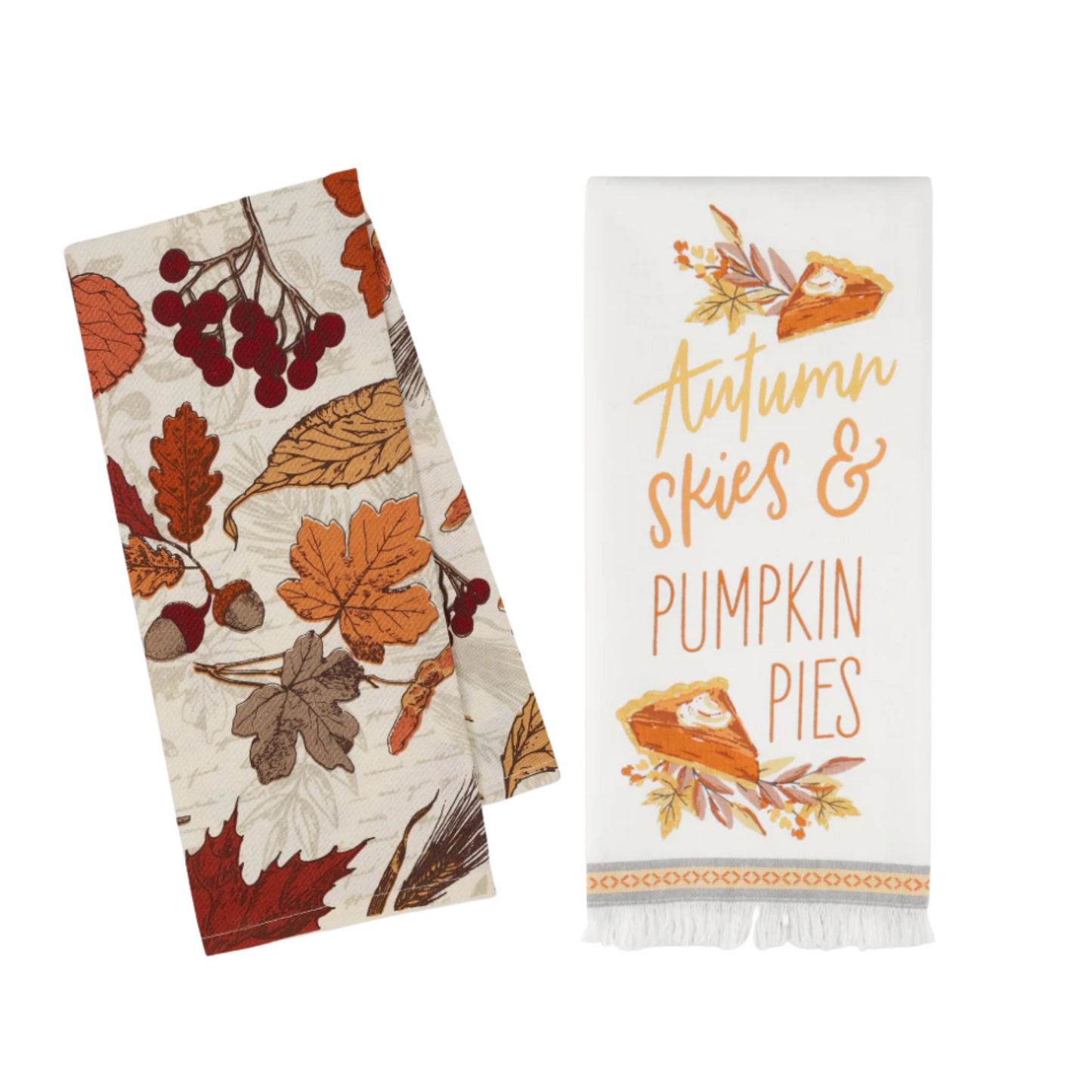 Wooden Acorn Trivet w Autumn Harvest Style Kitchen Collection Dishtowel Towel Gift Set of 2 18x28 L