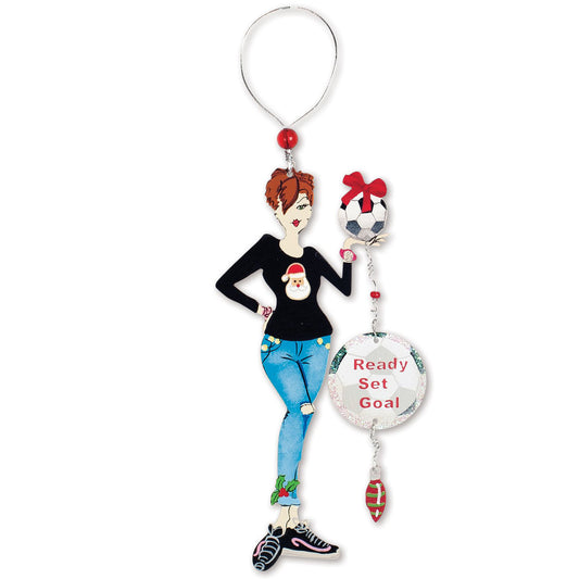 Soccer Sports Moms Christmas Metal Hanging Holiday Ornament