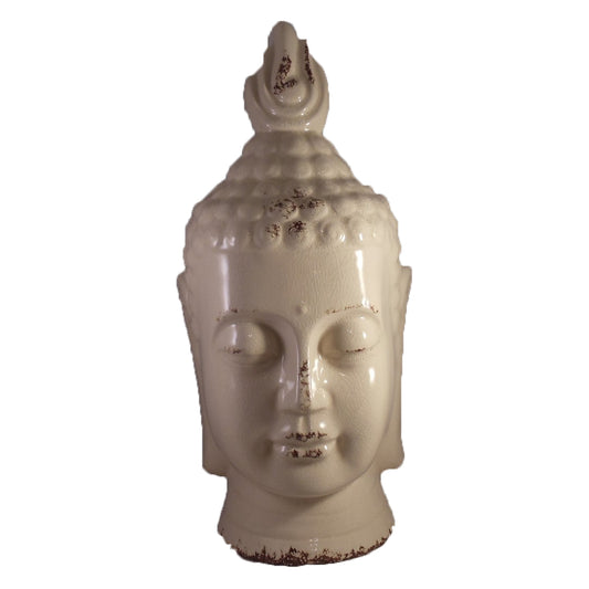 Fire Sale! Buddha Bust Statue Ceramic Off White Asian Decor