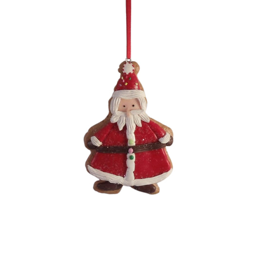 Santa Gingerbread Hanging Holiday Ornament Vintage Style