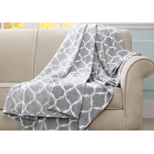 Grey Microlight Oversized 60x70" Ogee Throw Blanket