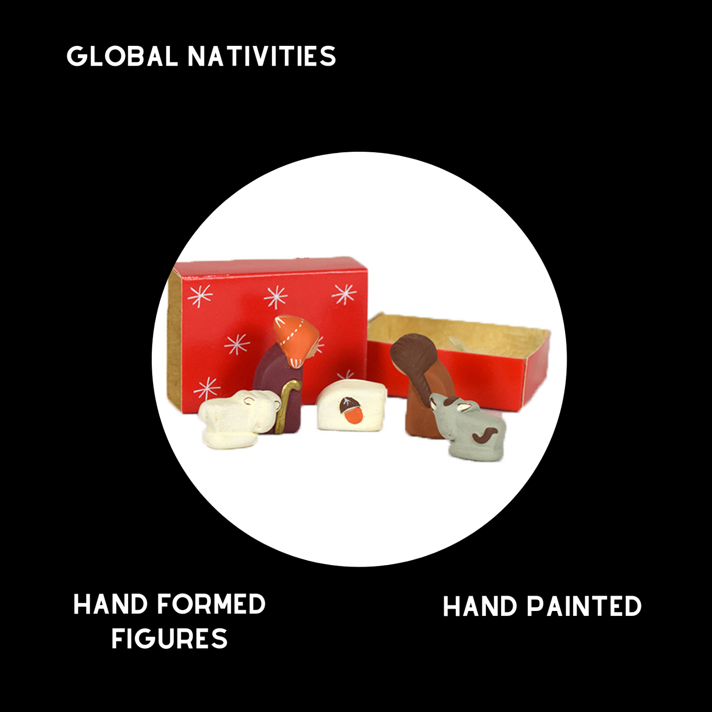 Tiny Hand Crafted Red Matchbox Nativity Figurine Set Holiday Decor