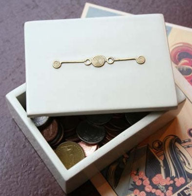 Fire Sale! Desk Accessories Gift Set Pencil Cup Trinket Box Tray Soft White Soapstone w Brass Accent