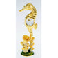 Fire Sale! Seahorse w Enamel Coral Figurine 24k Gold Plated Spectra Crystals By Swarovski