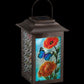 Solar Garden Lantern 16.5" Butterfly Outdoor LED Light Colorful Painted Glass Panels