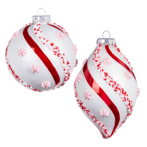 Beaded Peppermint Ornament 4.5" , Set of 2 Holiday Decor