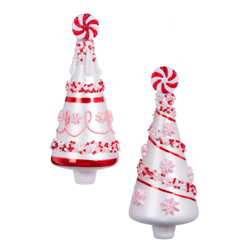Beaded Peppermint Tree Ornament 6" , Set of 2 Holiday Decor