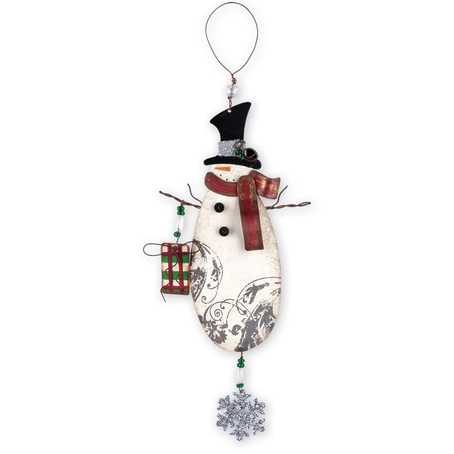 Christmas Vintage Snowman Metal Hanging Holiday Ornament