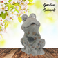 Grey Mosaic Design Garden Frog Statue w Solar Power Light Eyes Faux Stone Finish 14x9.8x 9.9"