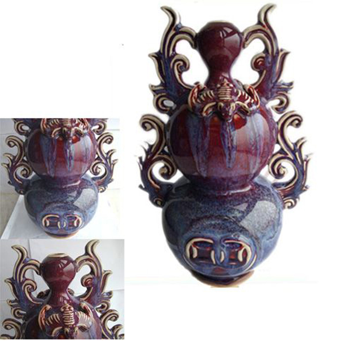 Fire Sale! Chun Porcelain Auspicious Vase Fine Asian Antiques Style Home Decor Decorating Accent