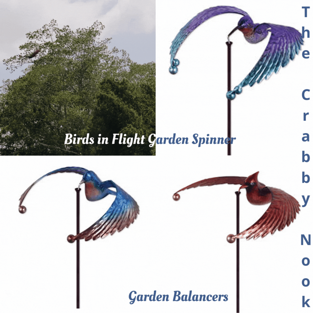 Metal Blue Bird in Flight Spinner Garden Stake Balancer Outdoor Decor