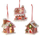 Gingerbread House Ornament Lighted Hanging Christmas Holiday Decoration Set of 3 Assorted