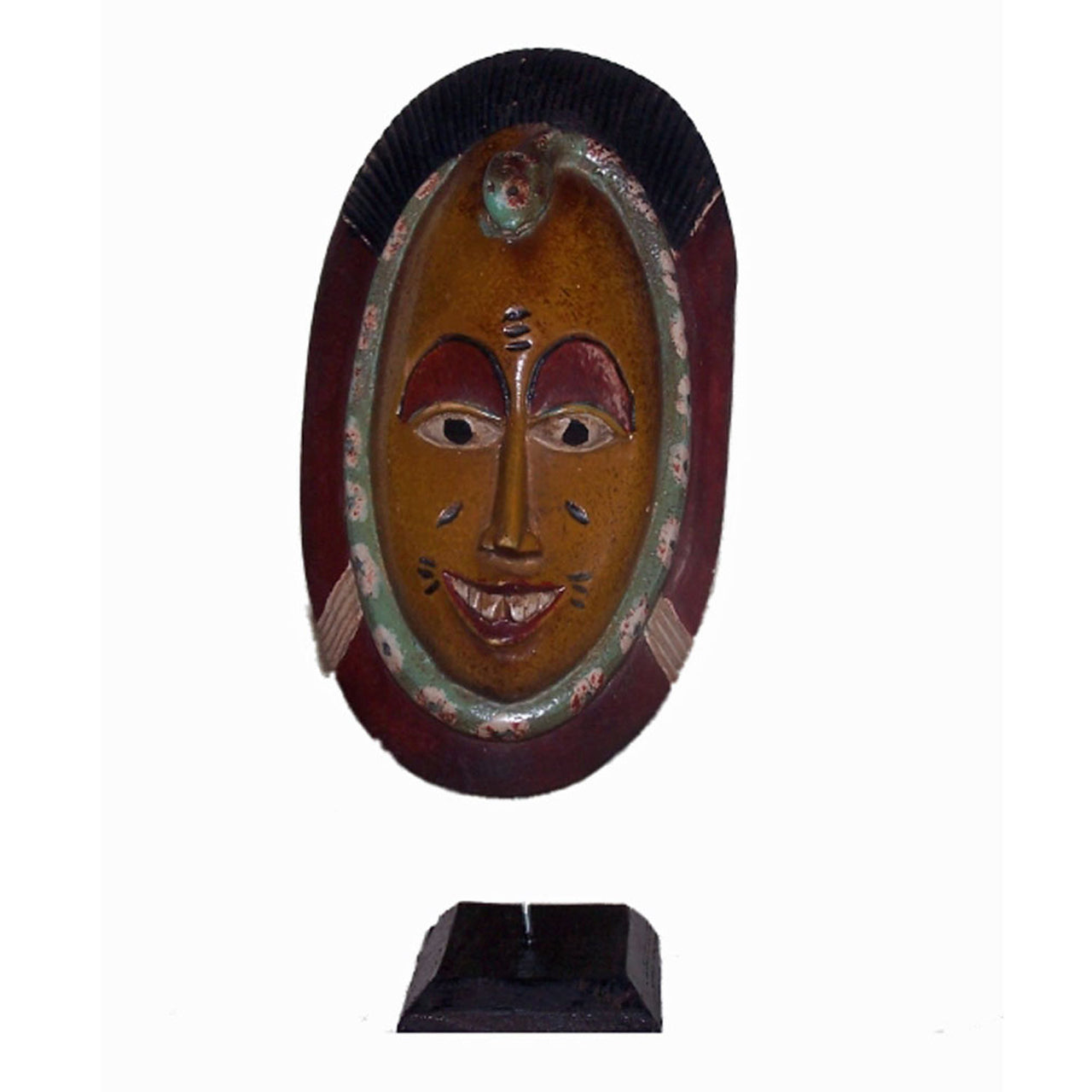 Fire Sale! African Passport Mask on Stand Hand Carved Wood Sculpture
