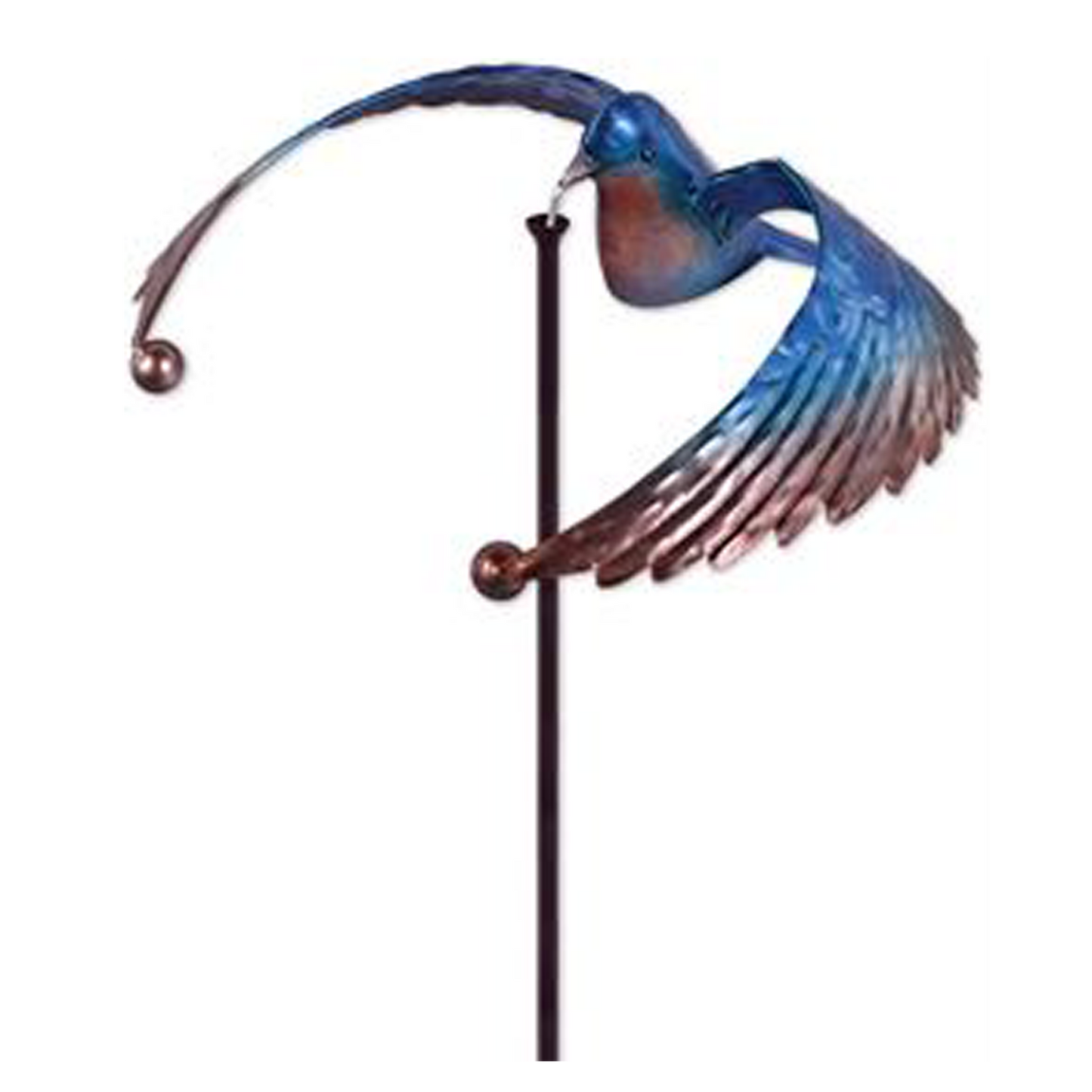 Metal Blue Bird in Flight Spinner Garden Stake Balancer Outdoor Decor