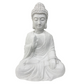 White Meditating Buddha Statute 16.5 in Ht Indoor Outdoor Garden Decor Faux Stone