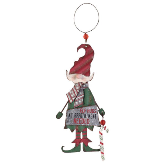 Elf Santa's Helper Metal Hanging Holiday Ornament Christmas Decoration Gift Ideas