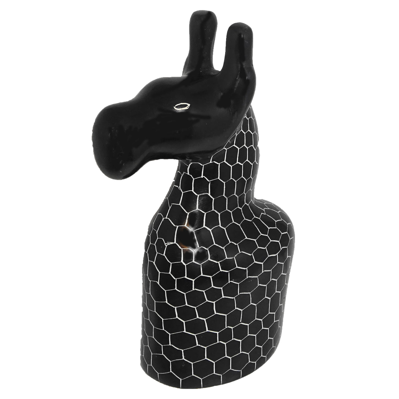 Fire Sale! Giraffe Statue Black Geometric African Safari Soapstone Sculpture
