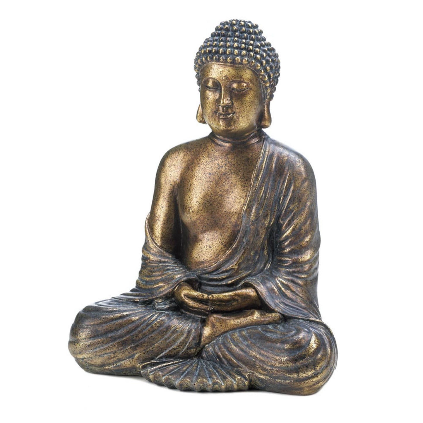 Meditating Sitting Zen Buddha Statue Seated Lotus Position Indoor Outdoor Home Decor Golden Finish