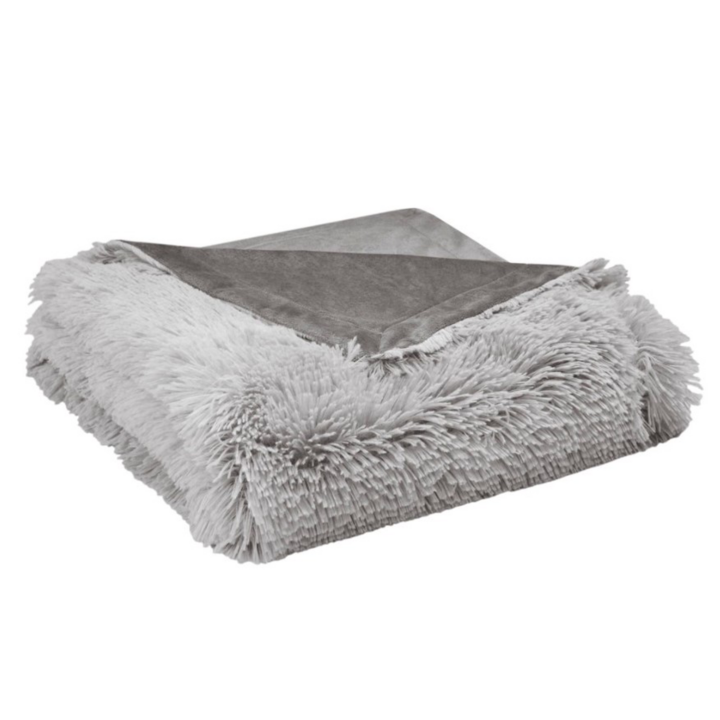 Grey Shaggy Faux Fur Throw Blanket 50 x 60"
