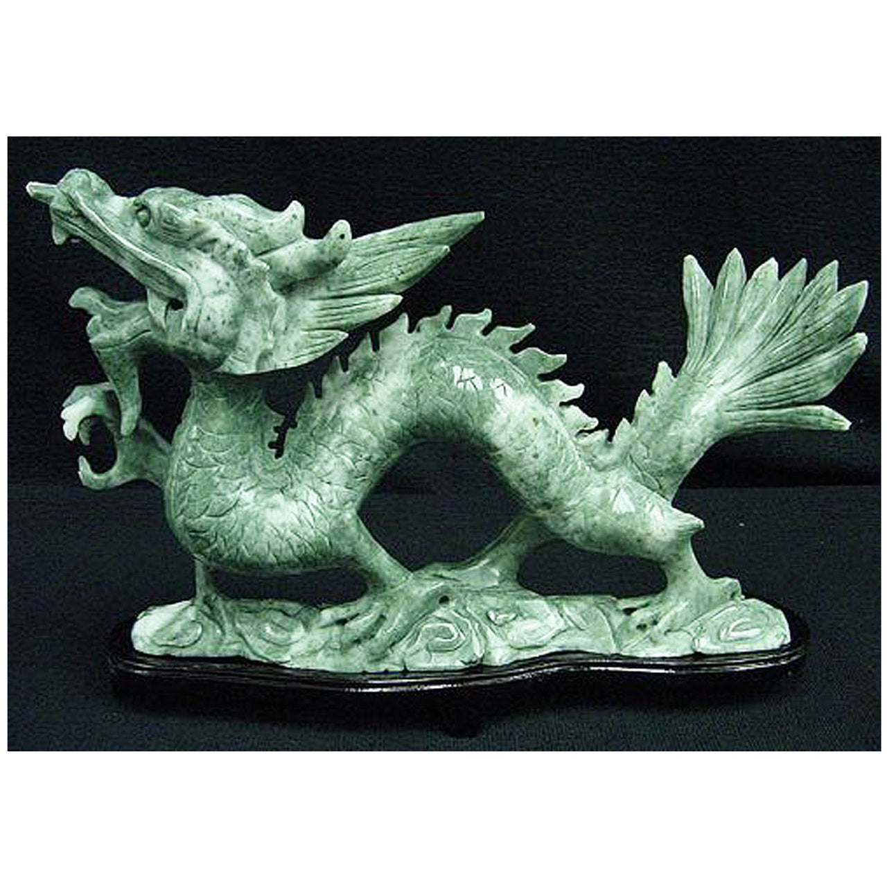 Jade Fierce Dragon Statue Hand Carved Stone Sculpture