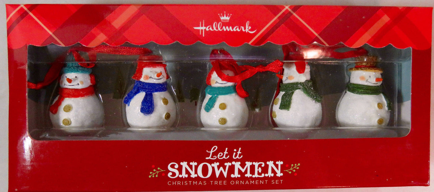 Fire Sale! Set of 5 Miniature Let It Snowmen Christmas Tree Holiday Ornament Set Artist Gary Head