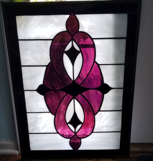 Stained Glass Panels Burgundy Purple Black White Ceiling Light Lighting Window