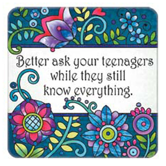 Fire Sale! Teenagers Know Everything Hand Painted Art Glass Refrigerator Fridge Magnet