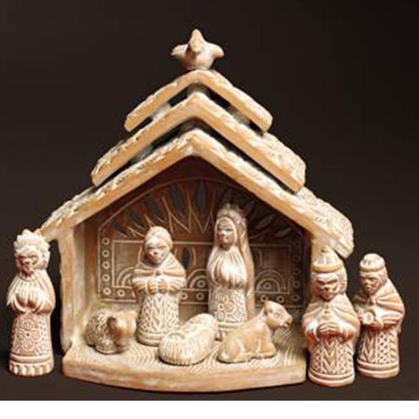 Whitewashed Terracotta Nativity Christmas Seasonal Decoration