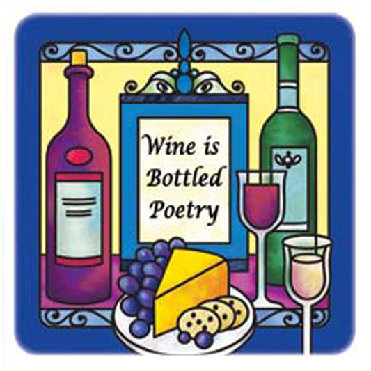 Fire Sale! Wine Is Bottled Poetry Hand Painted Art Glass Refrigerator Fridge Magnet